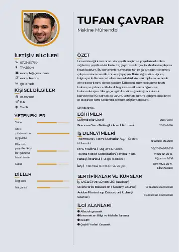 Makine Mühendisi Cv Örnekleri cv indir